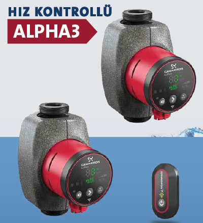Grundfos ALPHA-3 Hız Kontrollü Sirkülasyon Pompası