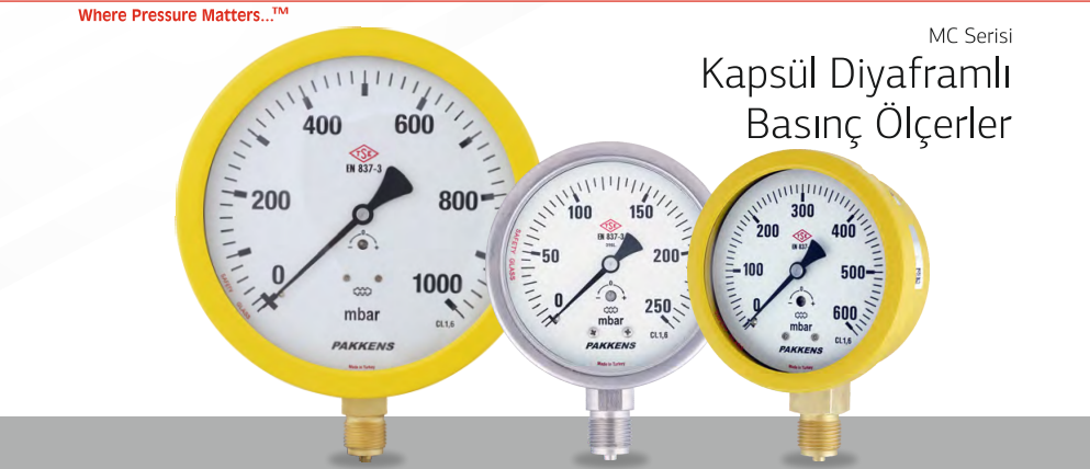 MC Serisi Kapsül Diyaframlı Basınç Ölçerler