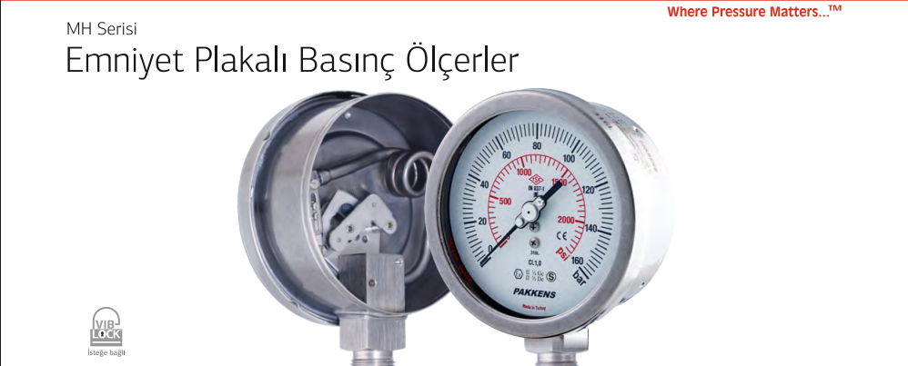 MH Serisi Emniyet Plakalı Basınç Ölçerler