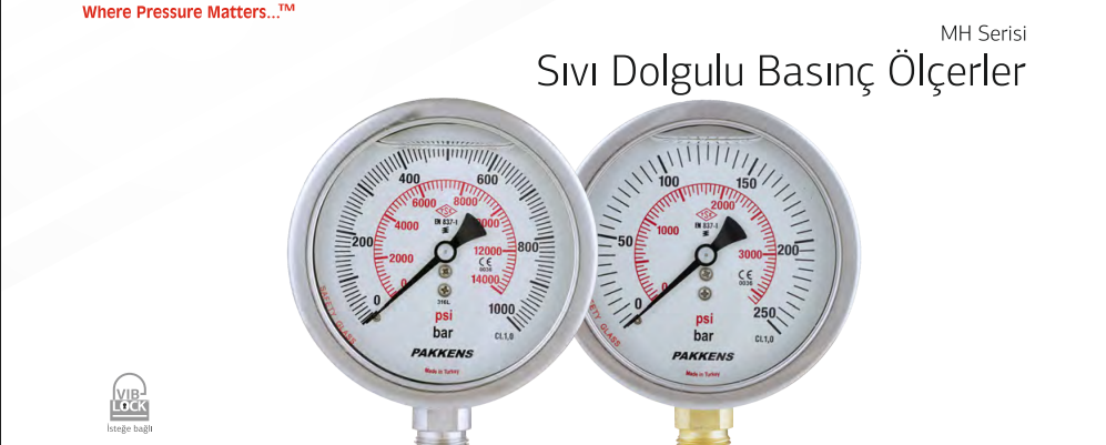MH Serisi Sıvı Doldurmalı Basınç Ölçerler